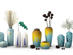 中式陶瓷花瓶组合