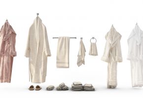 现代浴袍、毛巾组合