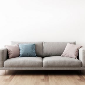 现代灰色布艺双人沙发