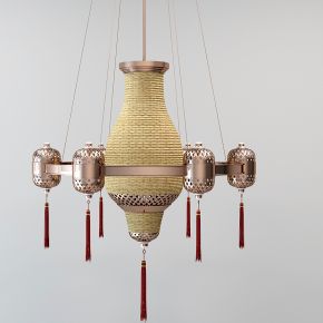 新中式东南亚台式麻绳金属吊灯