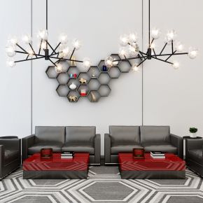 现代沙发组合吊灯