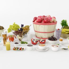 现代食品，酒水食品，水果，饮料，苹果，菠萝，甜品甜点