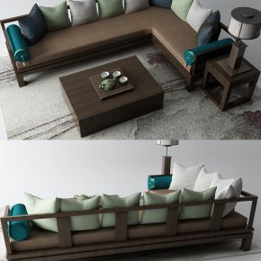 新中式转角沙发 实木沙发