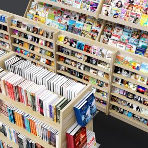 现代书店配套，书店设施，书架，书柜，书，图书，杂志架，货架