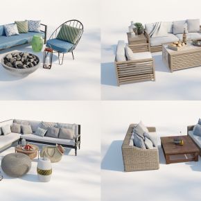 现代庭院小品，沙发茶几组合，庭院桌椅，庭院沙发茶几，园林景观小品