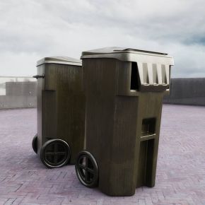 现代黑色垃圾桶