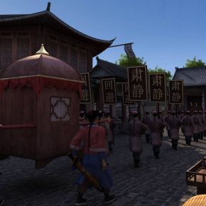 中式清朝商业街，衙门，清朝人物