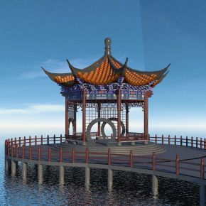 精美好看的中式建筑外观效果图素材免费下载,本作品主题是亭子3d模型