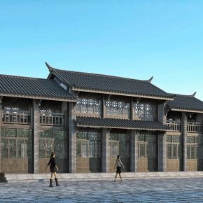 中式古建筑商业街，传统民居