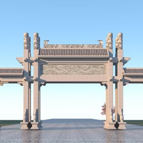 中式石牌坊古建大门