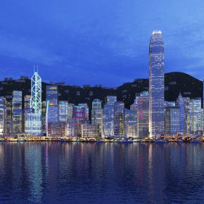 现代建筑群，商业建筑群，夜景建筑群，城市夜景，香港夜景，维多利亚港