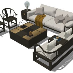 新中式古典实木家具沙发