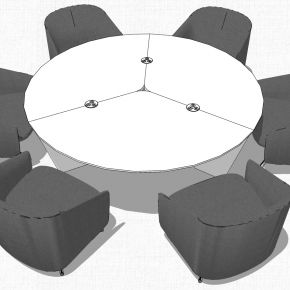现代北欧圆形休闲洽谈桌椅子会议桌