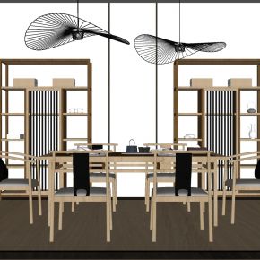 新中式茶室实木茶桌椅