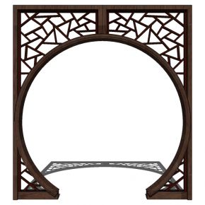 中式花格月亮门su模型下载