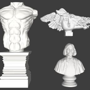 欧式人物头像人头马雕塑雕像摆台su模型下载