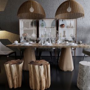 现代北欧工业风餐厅餐桌