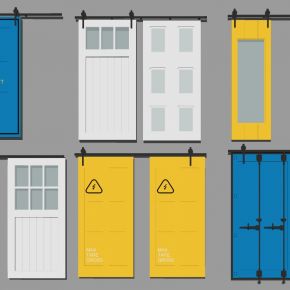 工业风谷双开门su模型下载