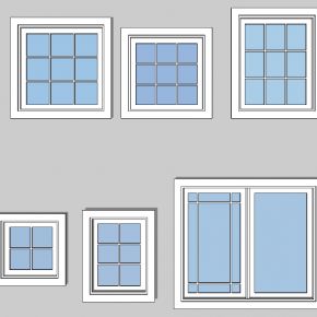 现代建筑阳台窗户su模型下载