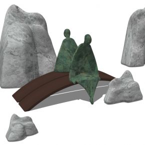 中式抽象人物景观石头人物雕塑摆件