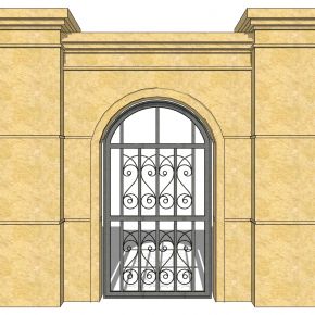 歐式鐵藝庭院別墅大門su模型下載_id:92332_牛模網