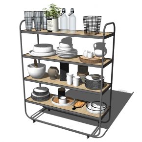 现代不锈钢厨房餐具调料组合置物架