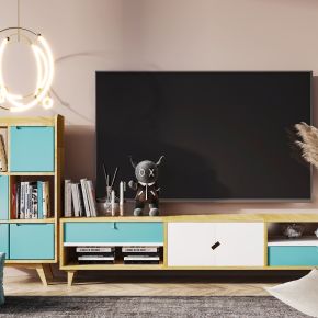 现代北欧轻奢风格实木电视柜
