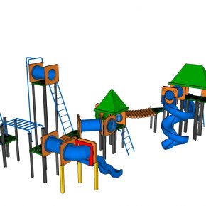 现代儿童游乐园游乐设施儿童旋转滑梯组合