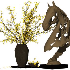 镂空抽象马头雕塑花瓶摆件饰品