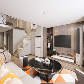 现代复式单身公寓客厅
