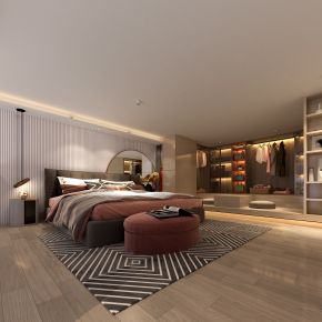 现代复式公寓客厅卧室