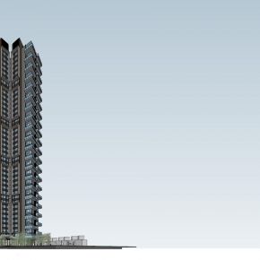 Y字型超高层现代风格住宅模型