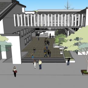 新中式古典会所建筑景观设计模型