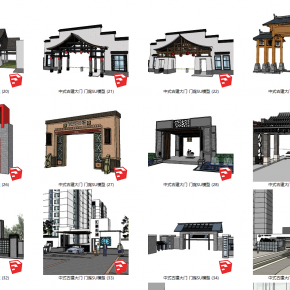 中式古建大门 门庭SU模型