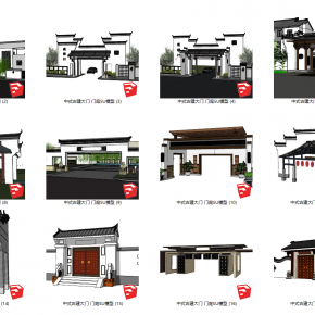 中式古建大门 门庭SU模型