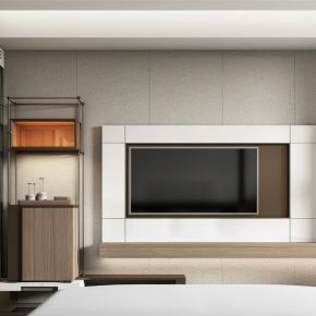 酒店客房电视背景墙3d模型下载