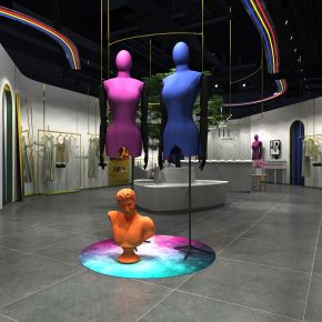 现代流行服装店3D