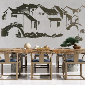 新中式茶桌 墙饰