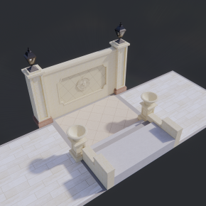 欧式影壁墙su模型下载