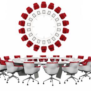 现代圆形会议桌椅组合