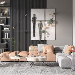 现代风格沙发，茶几，边几，墙饰