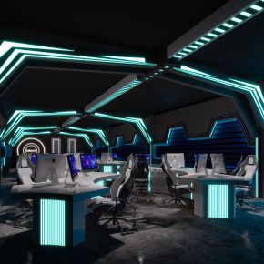现代科幻电竞网咖游戏大厅