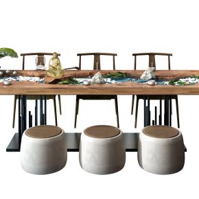 新中式禅意流水茶台茶桌椅