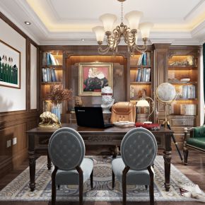 美式轻奢书房