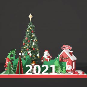 现代2021圣诞摆件合影背景