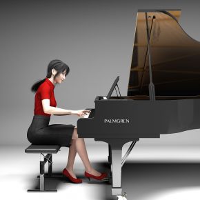 现代弹钢琴美女人物