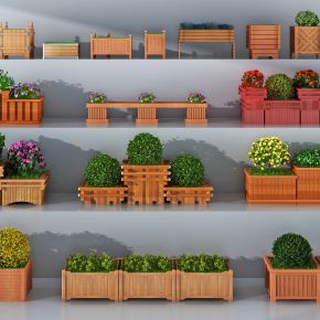 欧式木质花槽花池花箱