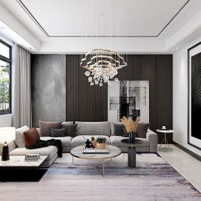 现代风格自建房客厅沙发