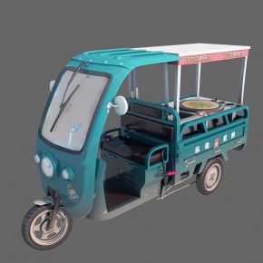 现代三轮车煎饼车3d模型下载