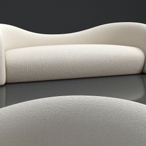 现代绒布异形双人沙发